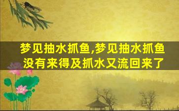 梦见抽水抓鱼,梦见抽水抓鱼 没有来得及抓水又流回来了